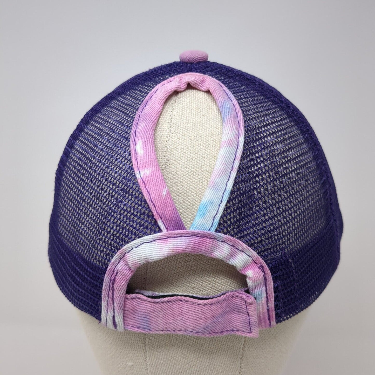 Unbranded Strapback Mesh Back Trucker Hat Multi One Size Tie Dye Ponytail