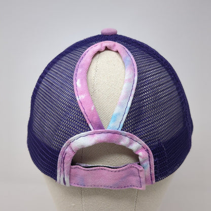Unbranded Strapback Mesh Back Trucker Hat Multi One Size Tie Dye Ponytail