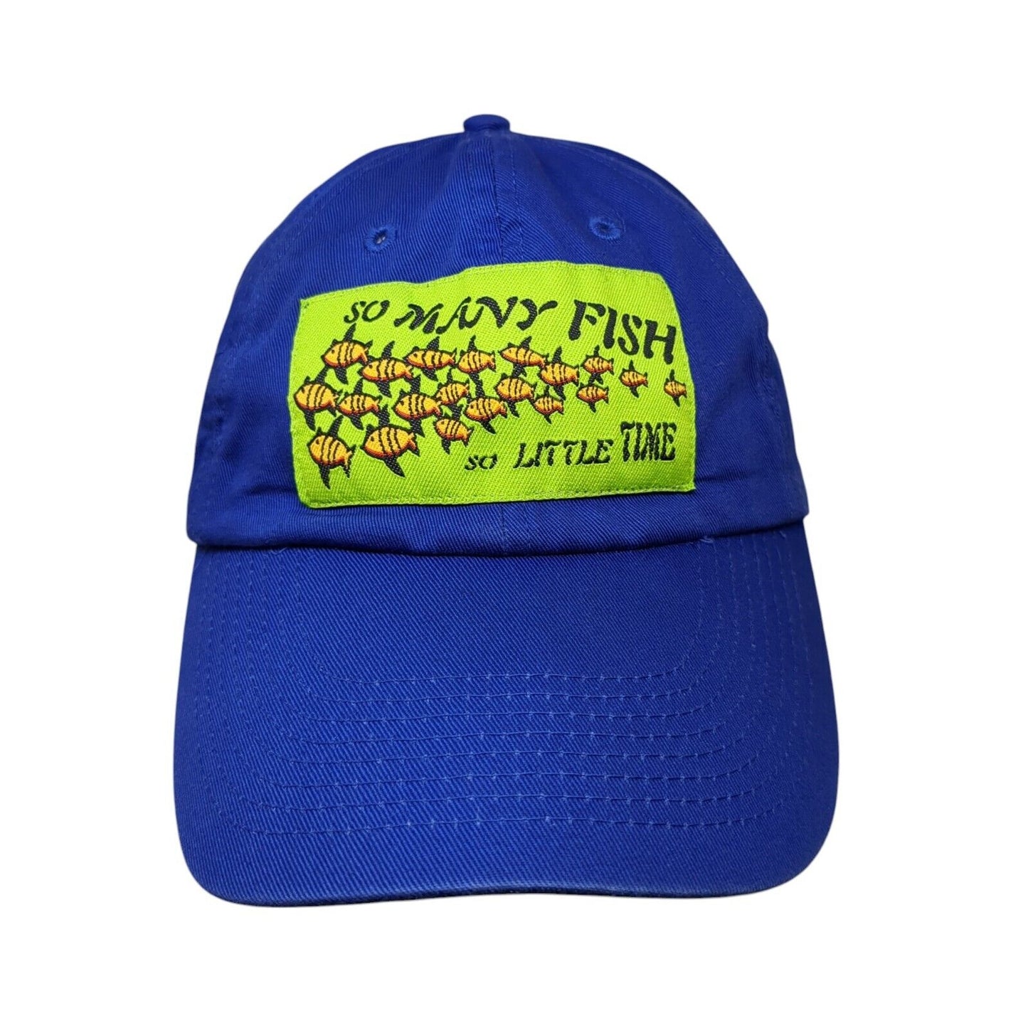 So Many Fish So Little Time Strapback Hat Blue 57cm Adjustable 6 Panel Cotton