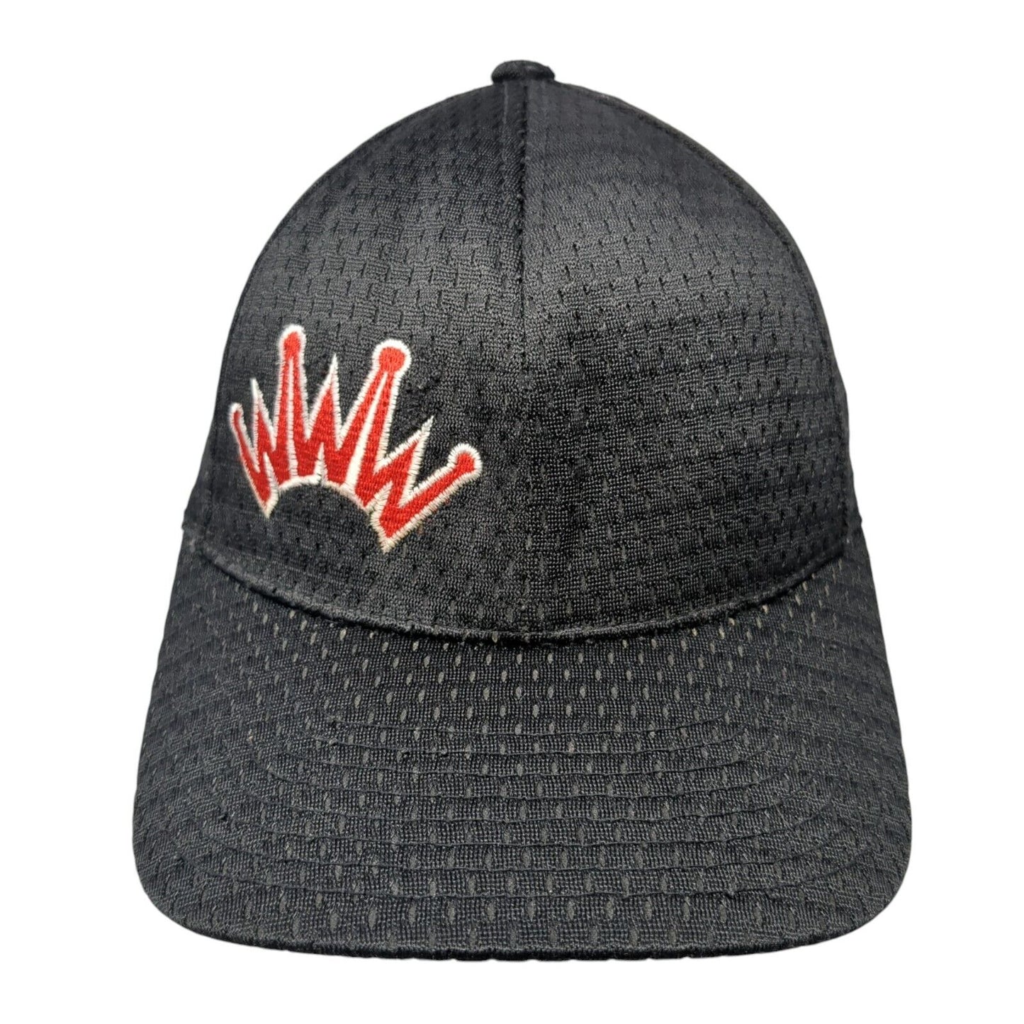 Crown Fitted Hat Black One Size Flexfit Breathable Embroidered 6 Panel Yupoong