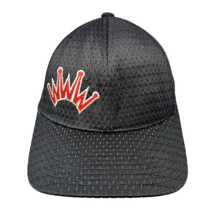 Crown Fitted Hat Black One Size Flexfit Breathable Embroidered 6 Panel Yupoong