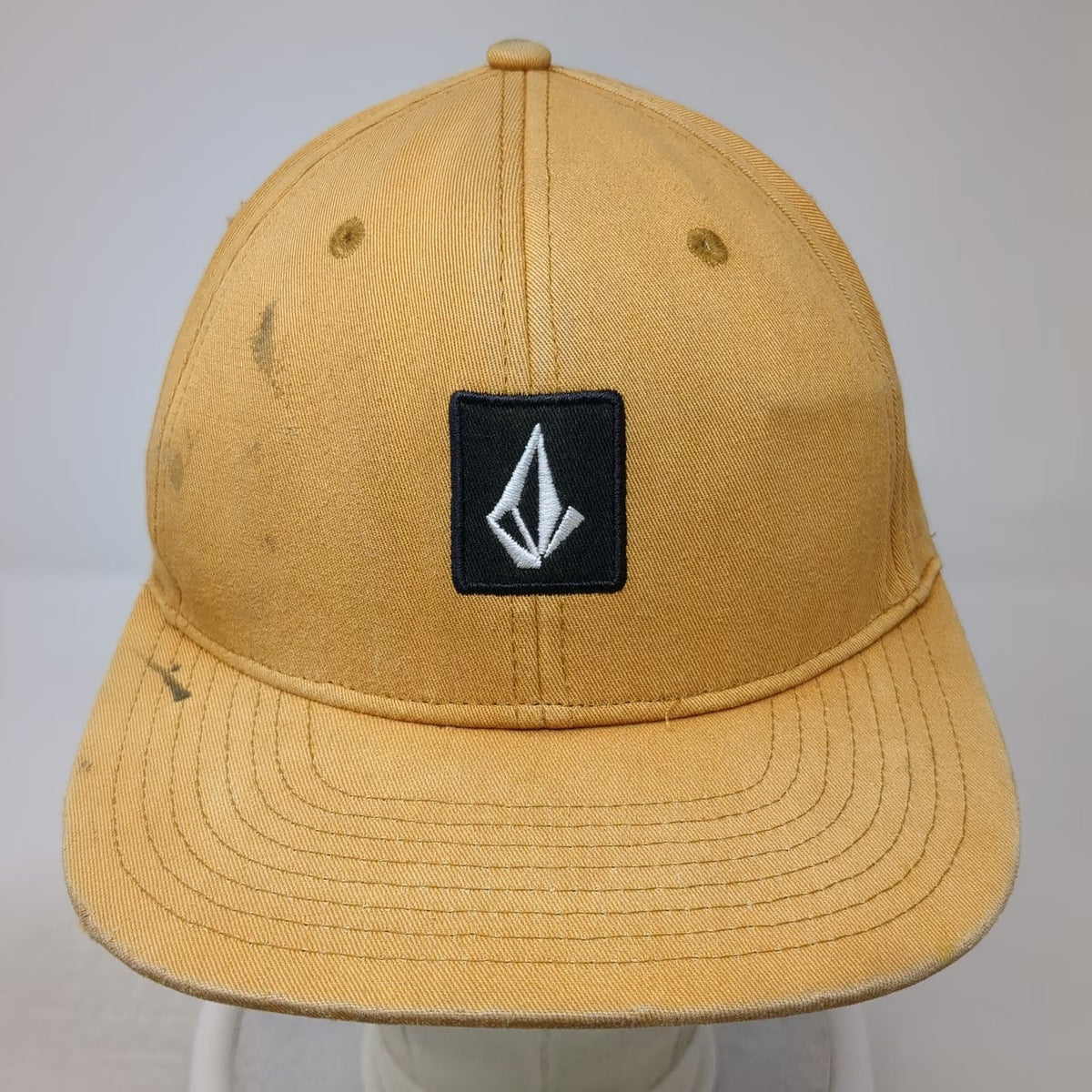 Volcom Snapback Hat Brown One Size Stone Logo Flat Brim 6-Panel Skateboarding