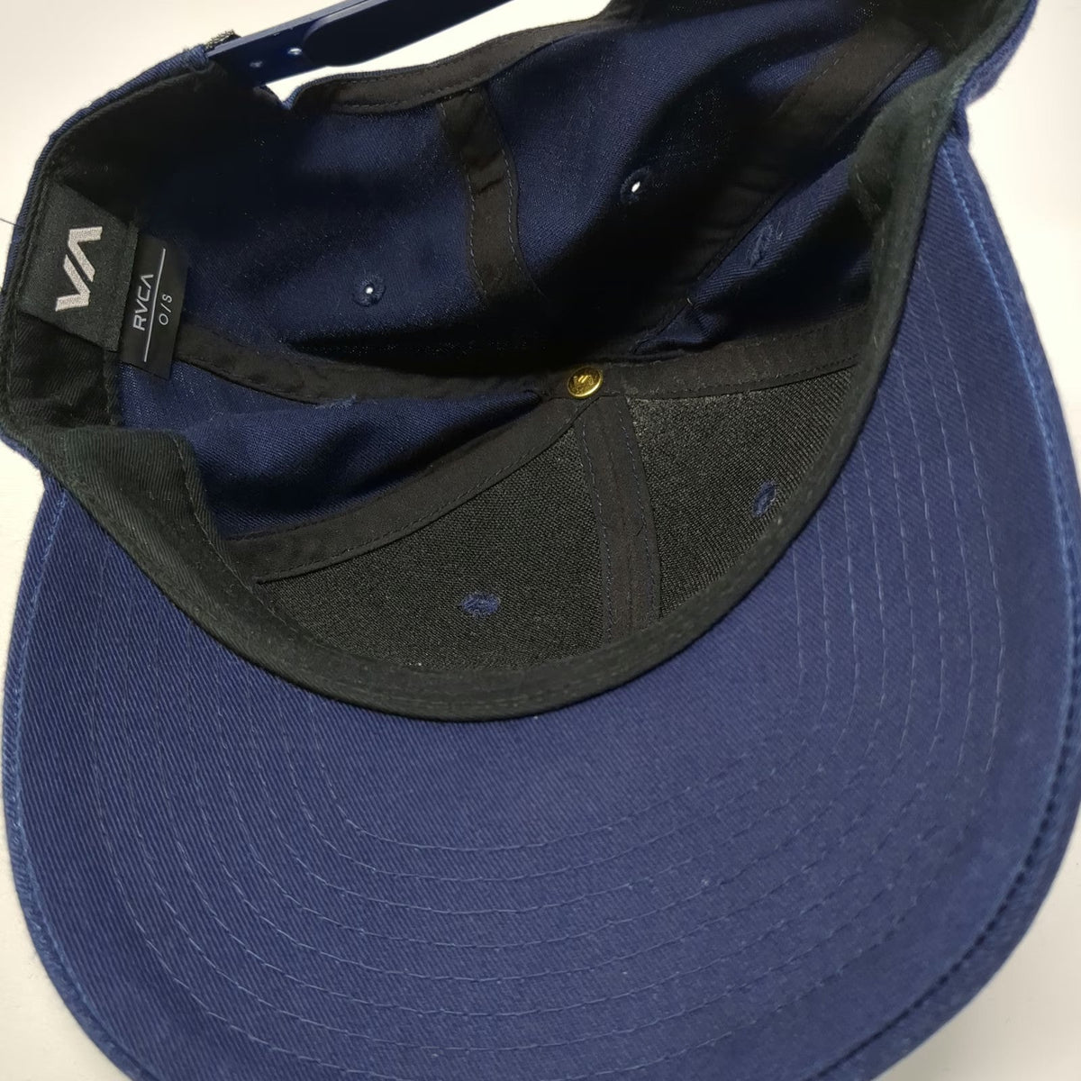 RVCA Snapback Hat Blue One Size 3D Embroidery Structured Cap Logo Surf Skate