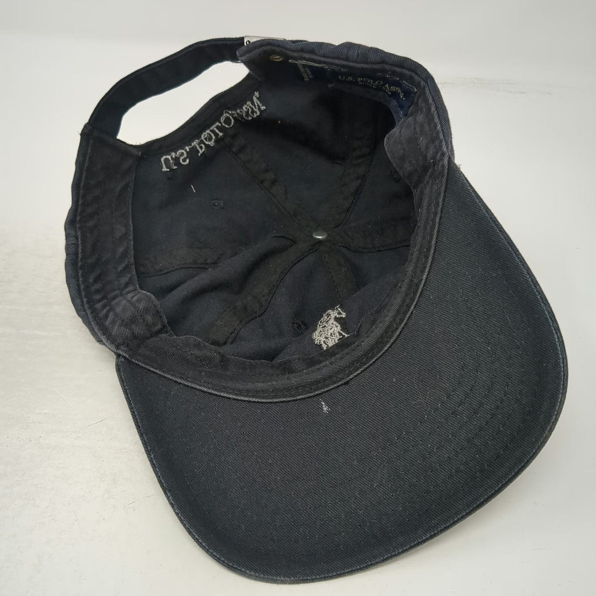U.S. Polo Assn. Baseball Cap Black One Size Embroidered Logo Slideback Hat Flag