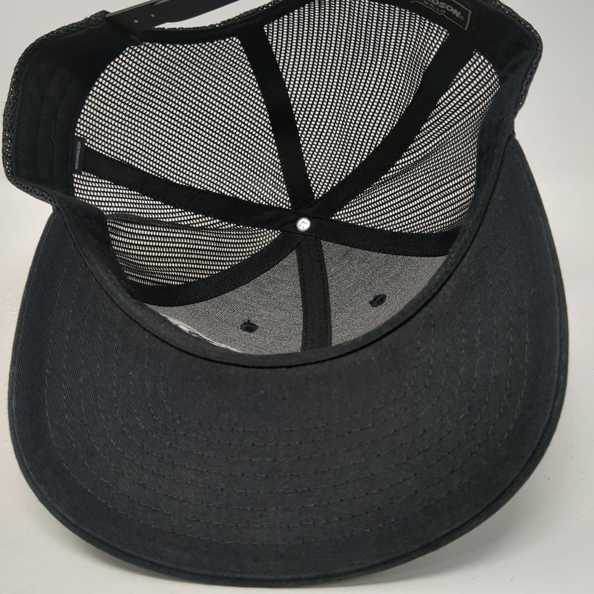 Richardson Trucker Hat Black L Power-Pole Tonal P Logo Mesh Snapback Baseball