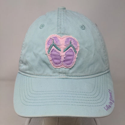 Life is Good Flip Flop Slideback Hat Blue One Size Adjustable Embroidered Cotton