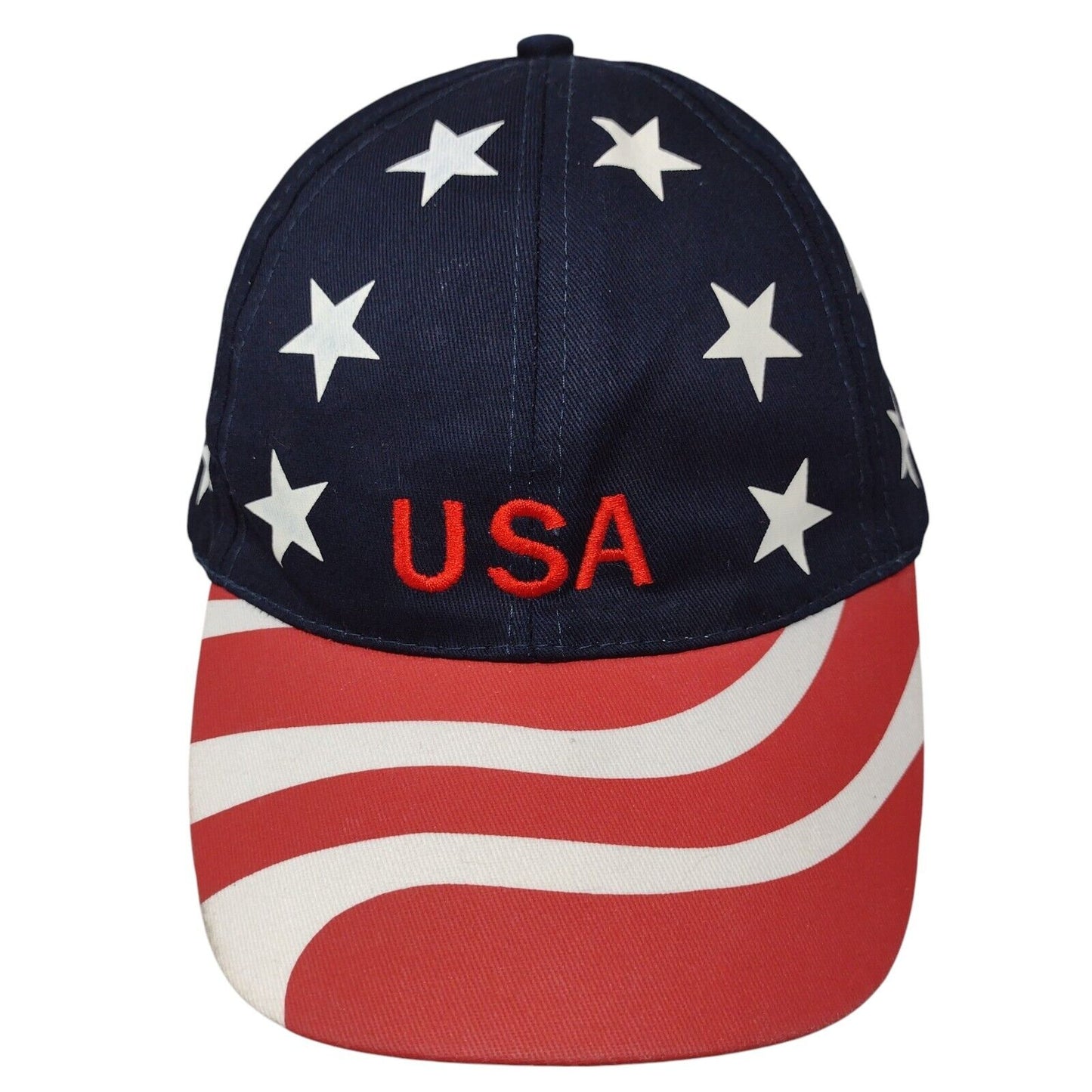 USA Flag Strapback Hat Multicolor OSFA Adjustable Embroidered Patriotic Cotton