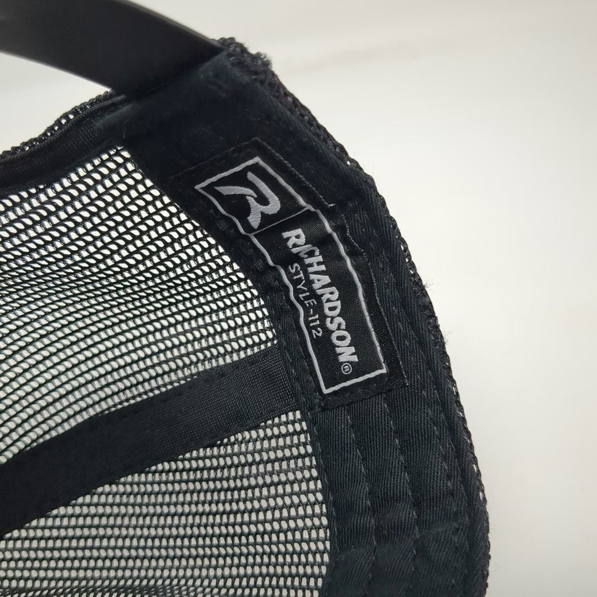 Richardson Baseball Cap Black One Size SLIP Leather Patch Mesh Back Trucker Hat