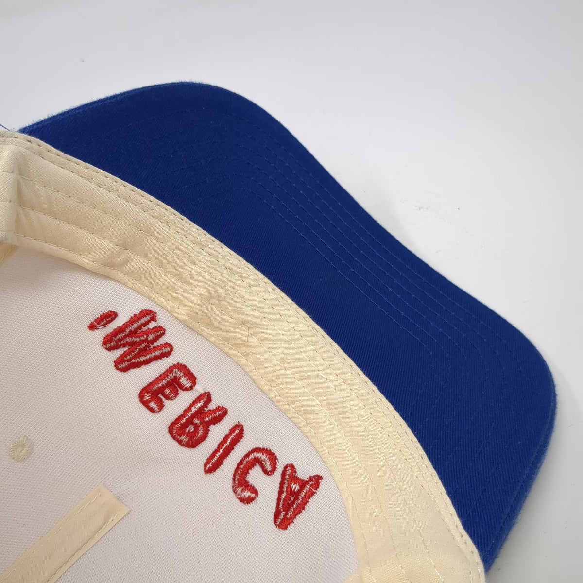 OhWow 5 Panel Beige Blue One Size Merica Embroidered Snapback Contrast Bill Hat