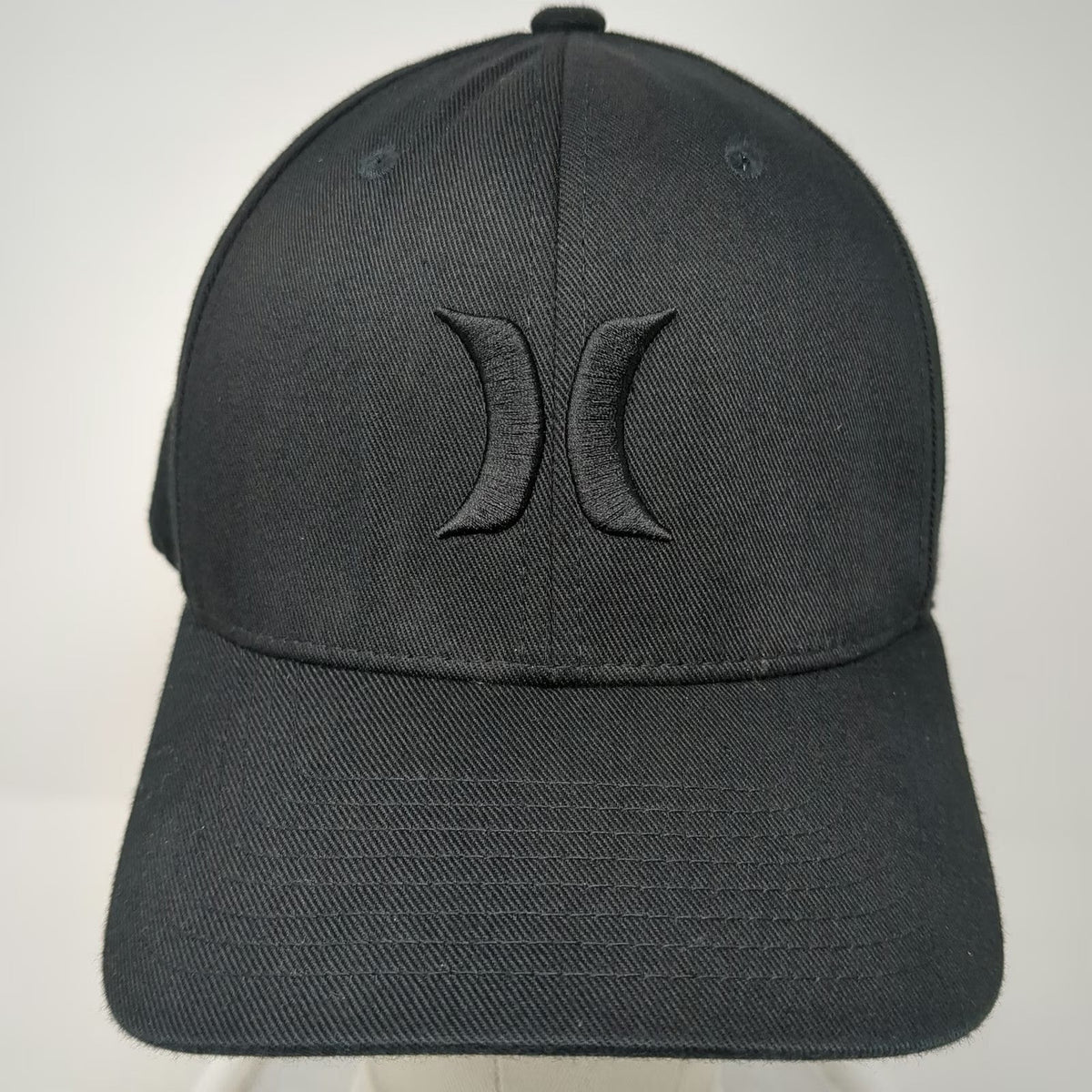 Hurley Baseball Cap Black XL Flexfit Structured Tonal Logo Embroidered Hat