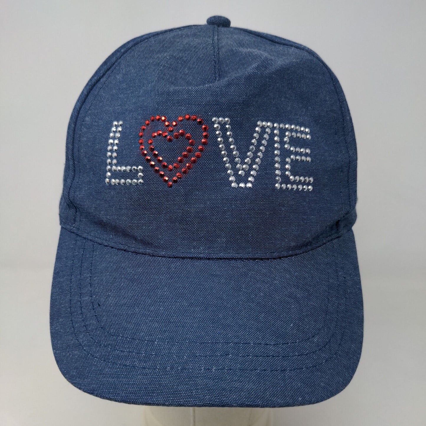 Unbranded Women's Snapback Hat Blue Size OS Love Rhinestone Logo