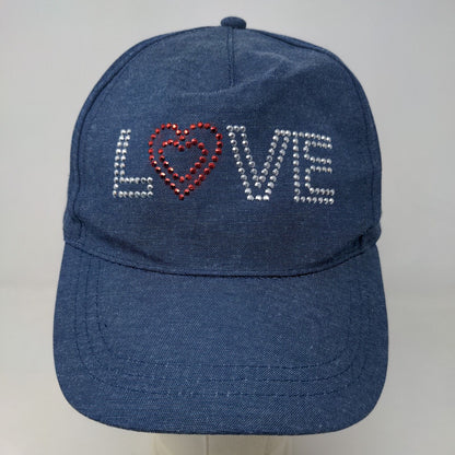 Unbranded Women's Snapback Hat Blue Size OS Love Rhinestone Logo