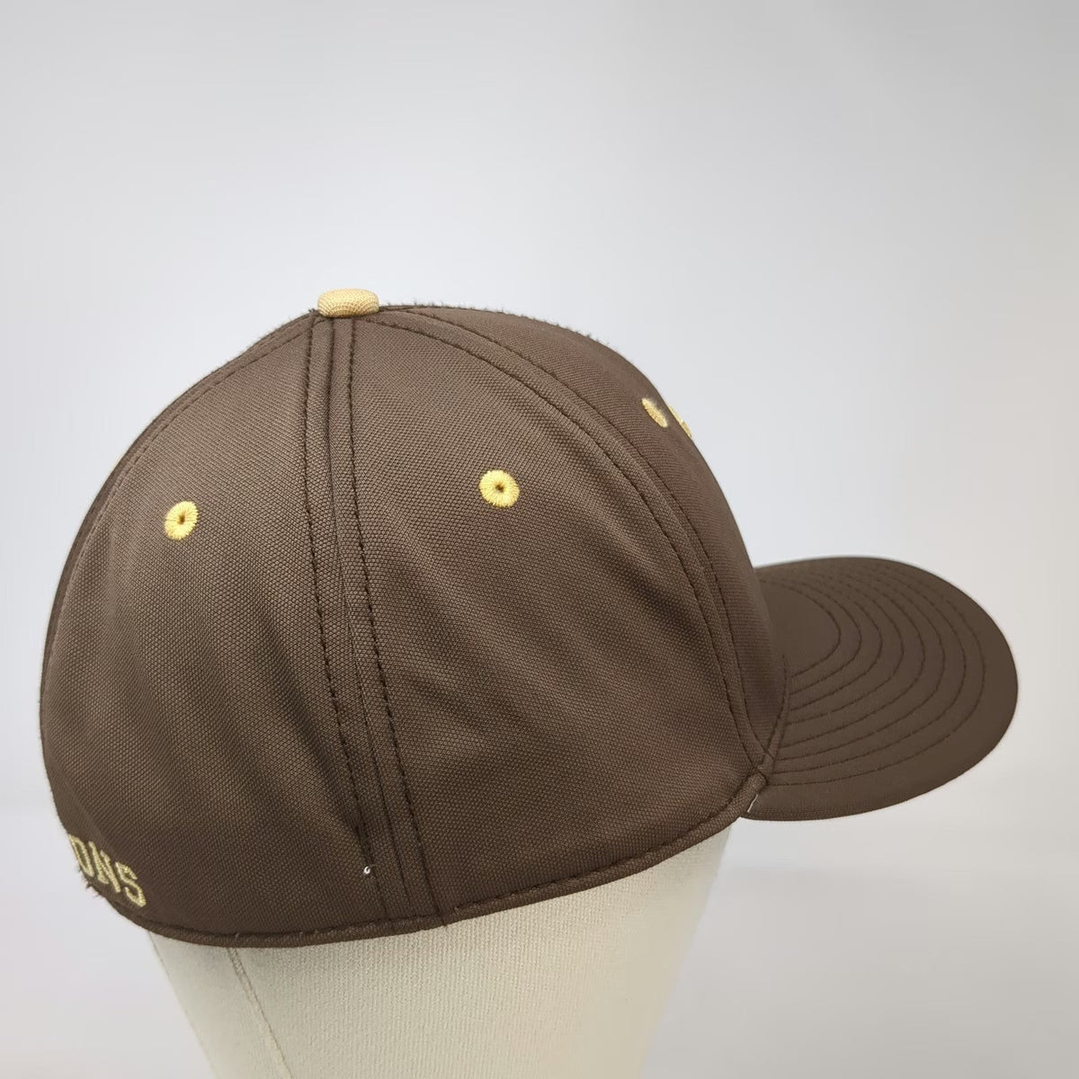 The Game Falcons Cap Brown Gold Size 7 3/8 Fitted Hat Gametek Embroidered V Logo