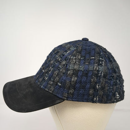 rag & bone Baseball Cap Blue Black One Size Linton Tweed Suede Brim Leather Hat