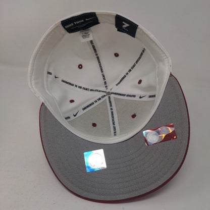 Nike Tru Men's Fitted Hat White 7 Embroidered Oklahoma Sooners Logo Swoosh