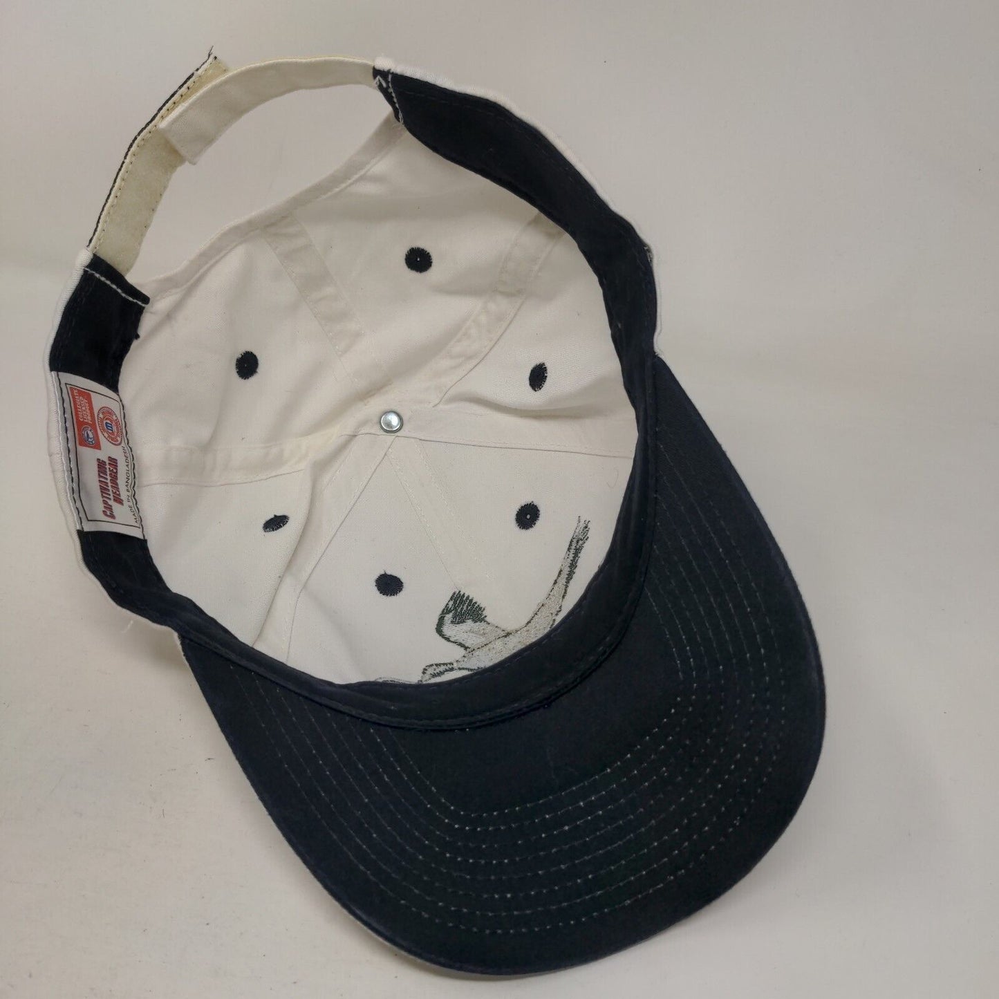 Mallard Strapback Hat White One Size Adjustable Embroidered Vented Holes 6 Panel