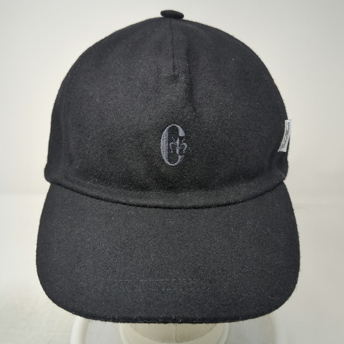 Conte of Florence 5 Panel Black OS Italy Cotton Fleur De Lis Logo Hat Slide