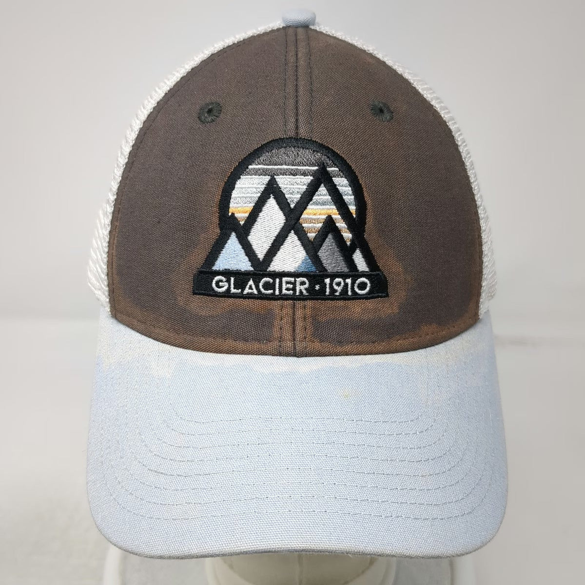 Ouray Trucker Hat Brown Blue One Size Glacier 1910 Mountain Mesh Snapback