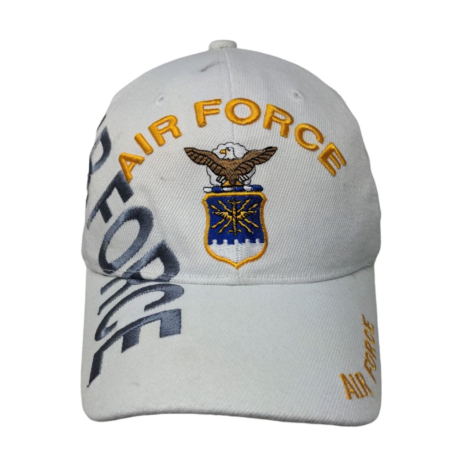 Air Force Strapback Hat White One Size Embroidered U.S. Warriors