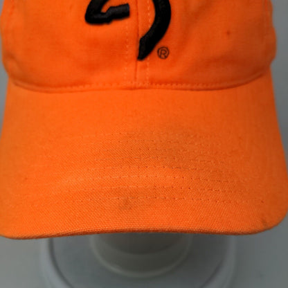 Browning Strapback Hat Orange OSFA Adjustable Embroidered Vented Holes 6 Panel