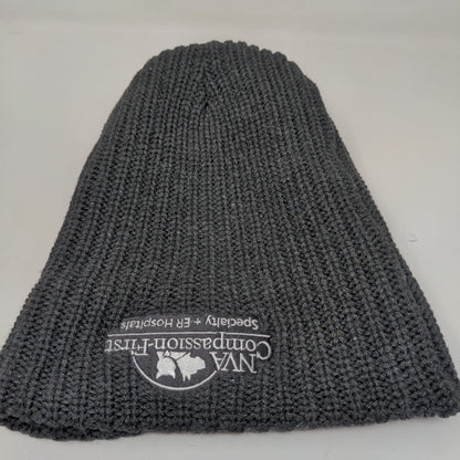 NVA Compassion First Hospital Men's Knit Beanie Hat Cap Gray Embroidered Logo