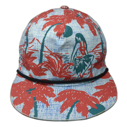 Brixton 5 Panel Blue Hat One Size Tropical Hula Girl Palm Tree Rope Nylon Print