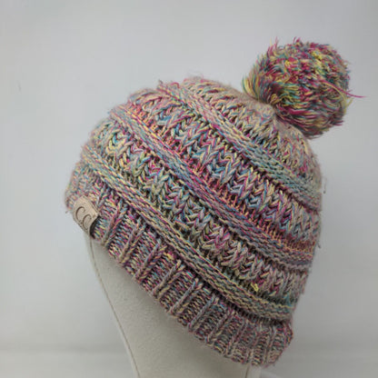 Unbranded Women's Cable Knit Beanie Hat Cap Rainbow Multicolor 100% Acrylic