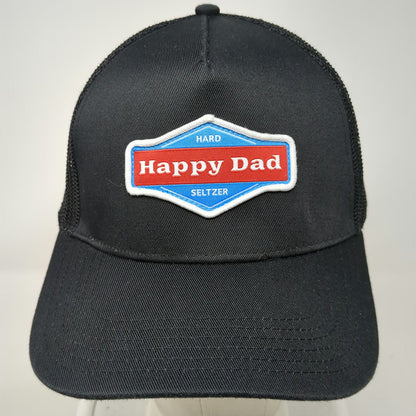 Happy Dad Trucker Hat Black One Size Hard Seltzer Patch Mesh Back Snapback