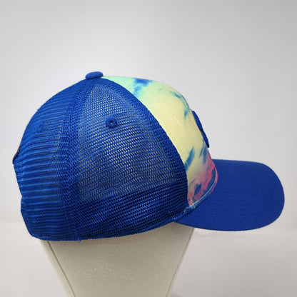 Black Clover Trucker Hat Blue One Size Live Lucky Tie Dye Sky Print Clover Mesh