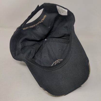 Astec Strapback Hat Black OSFA Adjustable Embroidered Camouflage Trim 6 Panel