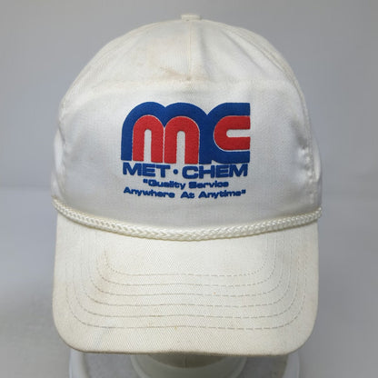 Headliner 5 Panel Hat White OSFM Met-Chem Graphic Rope Brim Slideback Made USA