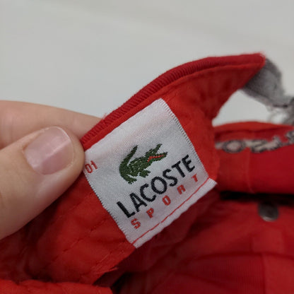 Lacoste Slideback Hat Red One Size Embroidered Adjustable 6 Panel