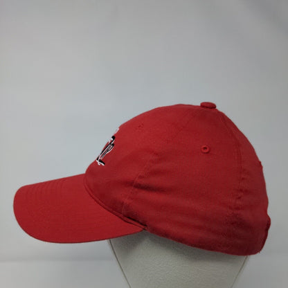 Heise Zip Strapback Hat Red OSFA Adjustable Embroidered Solid 6 Panel