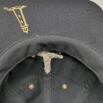 Rockport Baseball Cap Black OSFM Lighthouse Logo Gold Embroidery Slideback Hat