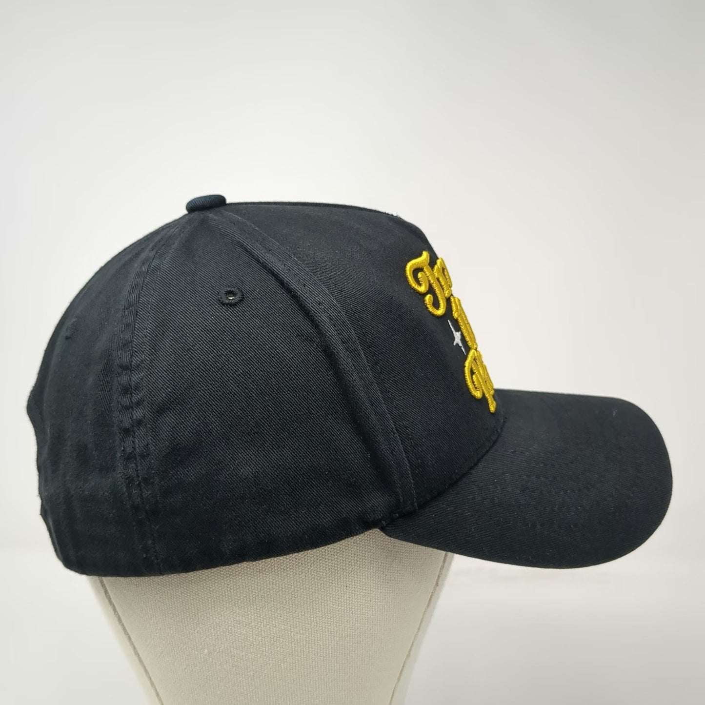 muka 5 Panel Hat Black One Size Snapback Trust the Process Gold Embroidered