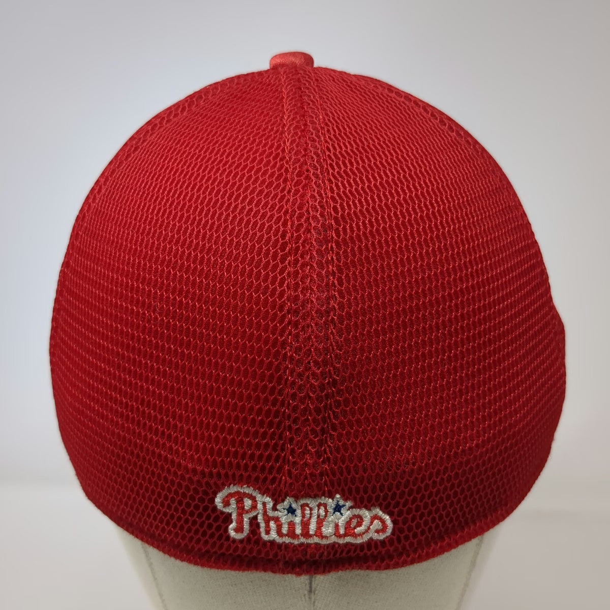 New Era MLB Philadelphia Phillies Baseball Cap Red L 39THIRTY Mesh Stripe Hat