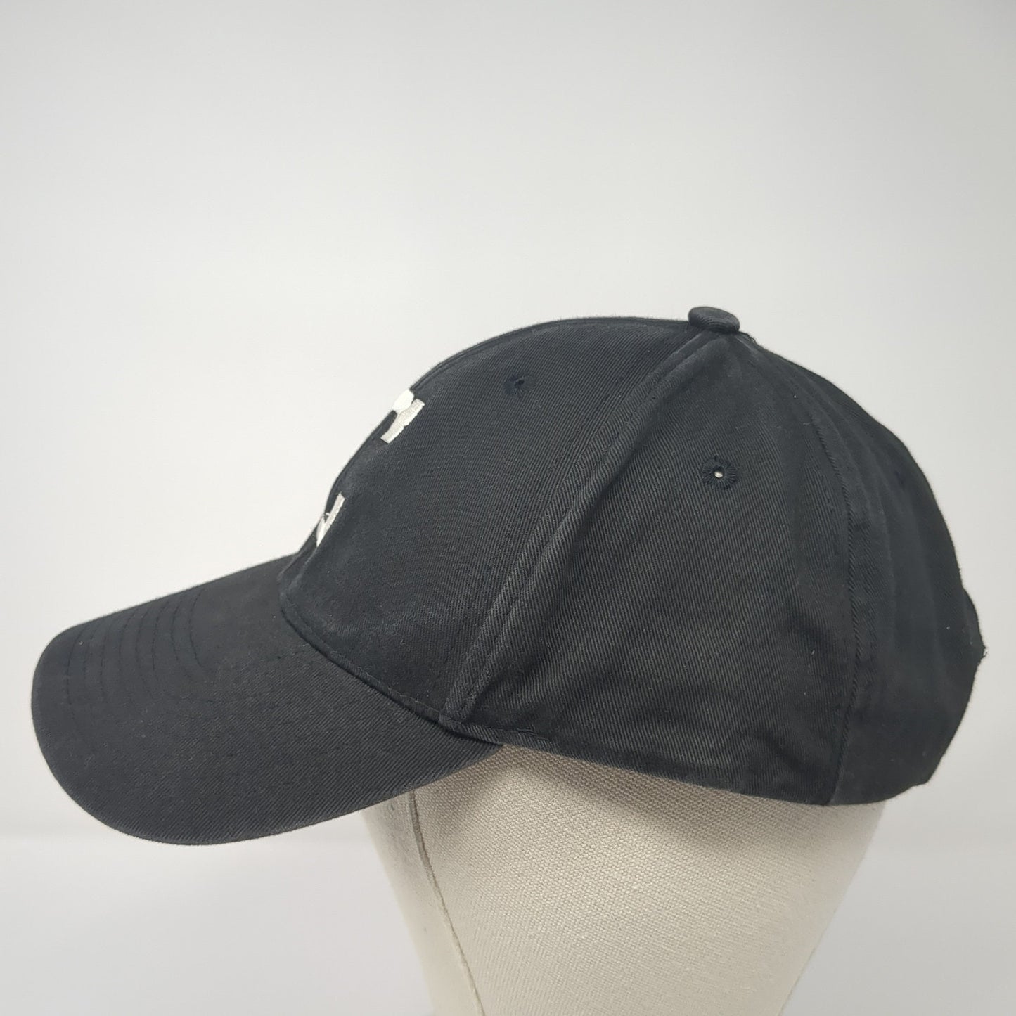 Letter C Strapback Hat Black One Size Adjustable Embroidered 6 Panel