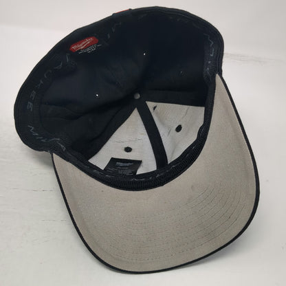 Milwaukee Tool Logo Black Cap M Stretch Fit Hat Curved Brim Gray Red Tab Work