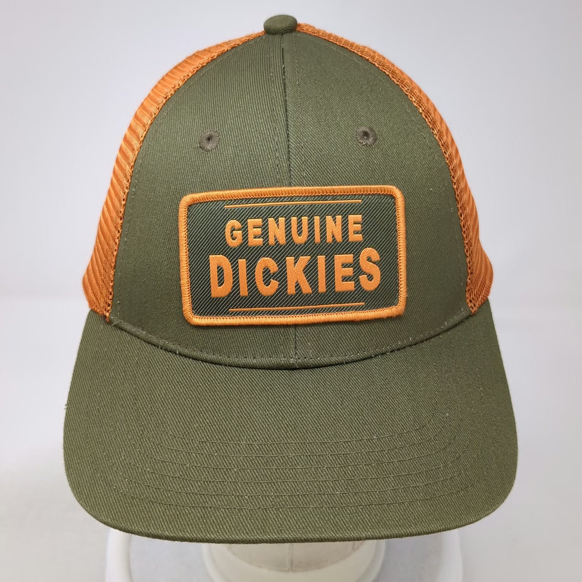 Dickies Trucker Hat Green Orange One Size Genuine Logo Mesh Back Snapback