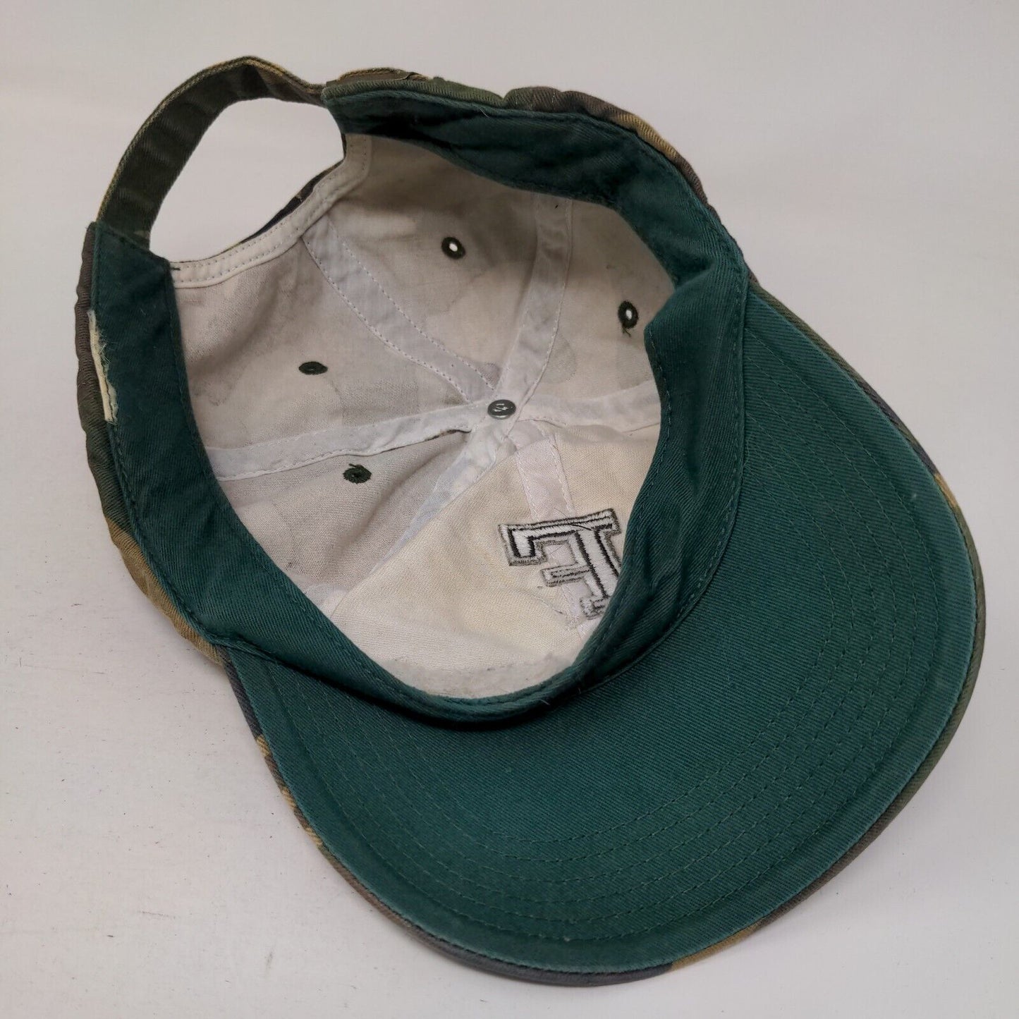 Unbranded Camo Slideback Hat Embroidered F Logo Adjustable Distressed Worn