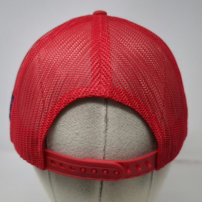 Cap America Trucker Hat Red One Size Demo Day 10th Anniversary USA Flag Brim