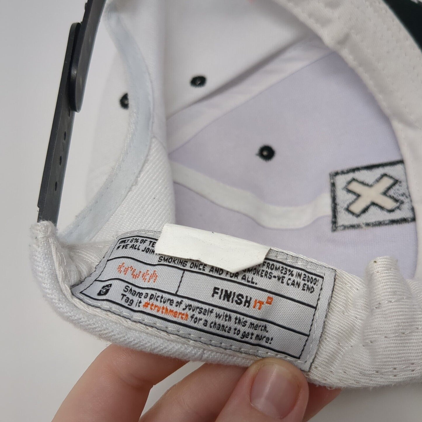 X Snapback Hat White One Size Adjustable Geometric Embroidered 6 Panel