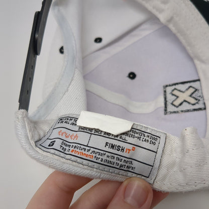 X Snapback Hat White One Size Adjustable Geometric Embroidered 6 Panel