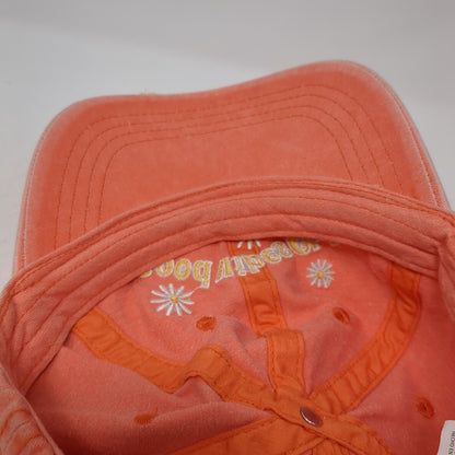 Good Vibes Club Slideback Hat Orange One Size Adjustable Floral Distressed