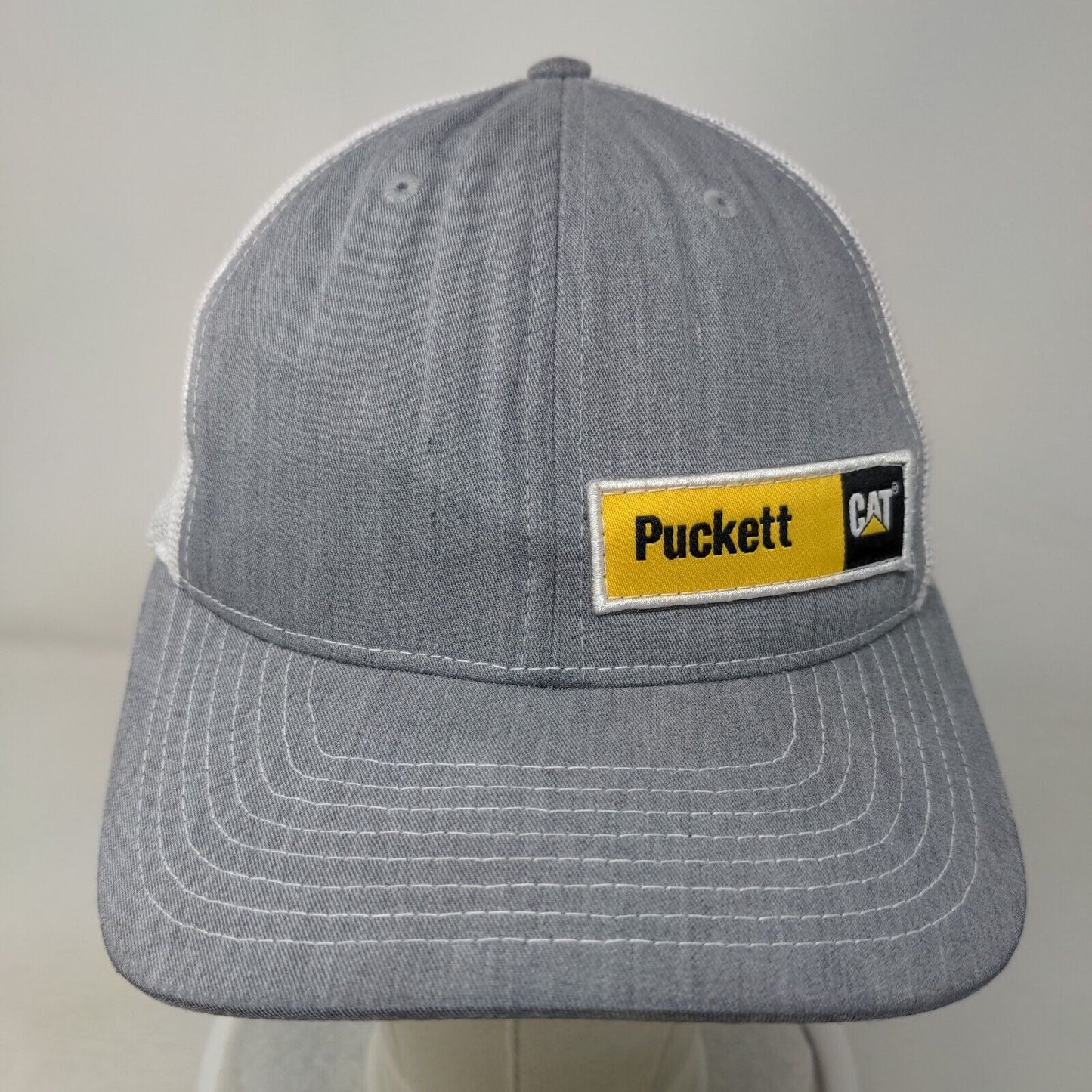 Puckett CAT Snapback Trucker Hat Gray One Size Adjustable Mesh Back Richardson