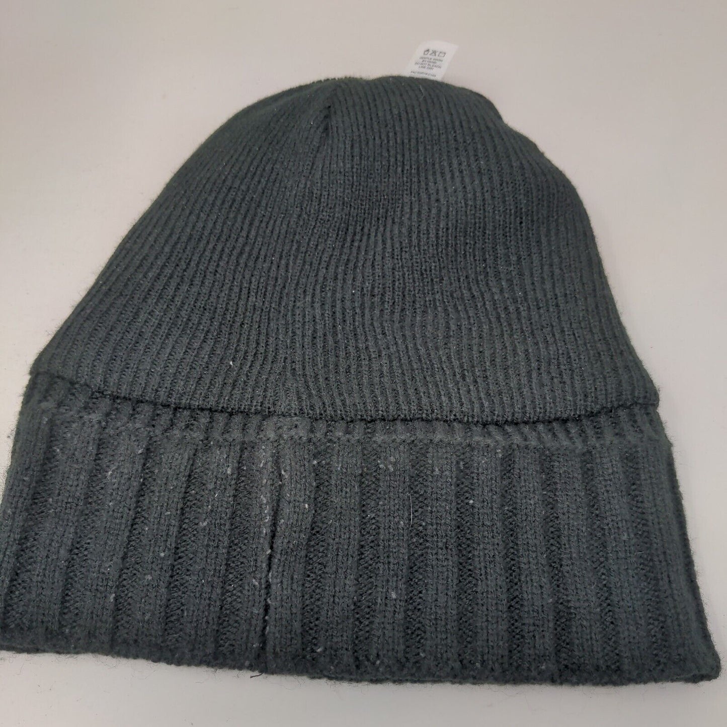 Adidas Leather Patch Ribbed Knit Beanie Hat Black OSFM Solid