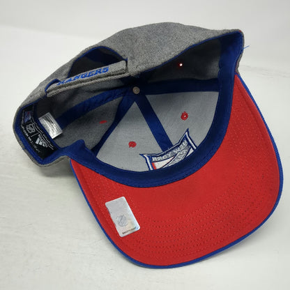 New York Rangers NHL Adidas Gray Blue OSFM Strapback Cap Hat Embroidered Shield