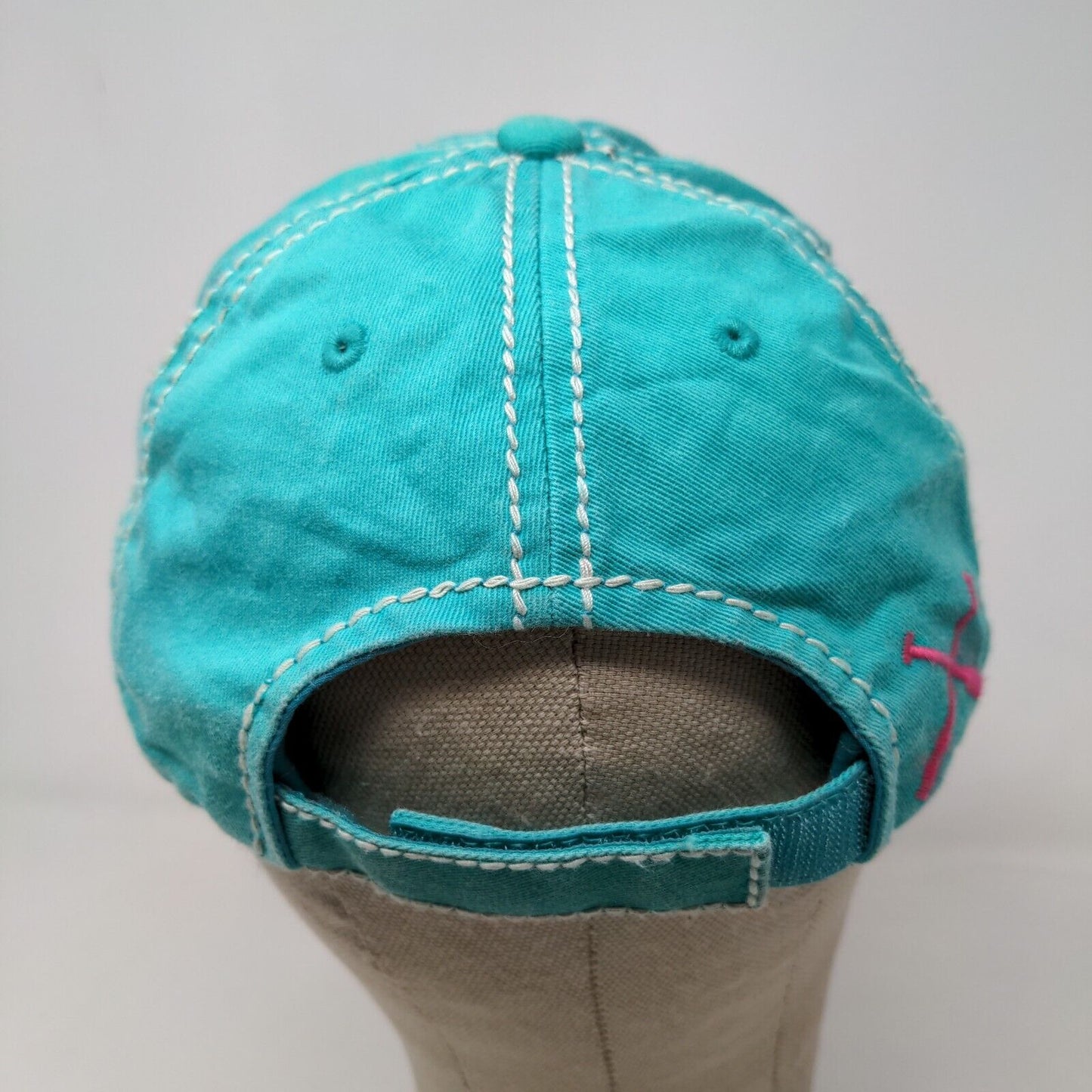 KB Ethos Men's Strapback Hat Green Blue Adjustable Lake Life Logo Distressed