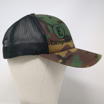 Yupoong Trucker Hat Green Black Camo One Size Mesh Snapback Entrepreneur Logo