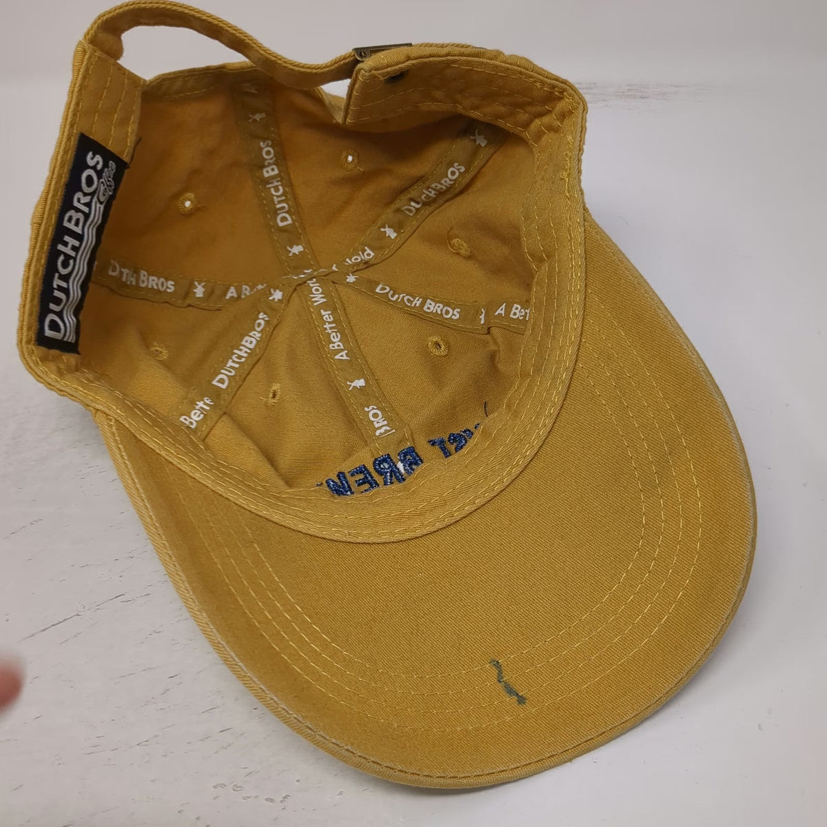 Dutch Bros Baseball Cap Yellow One Size Just Brew It Hat Slideback Blue Cotton